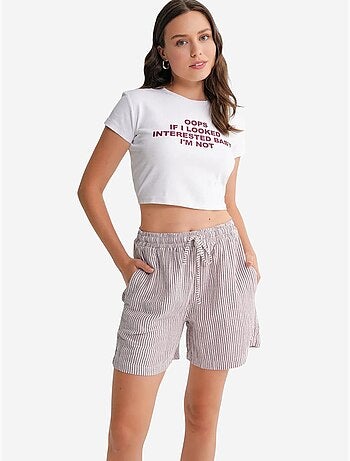Short large taille haute en seersucker rayé mixray