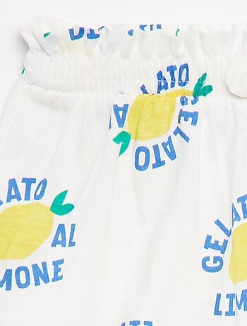 Short léger à motif avec nœud fantaisie