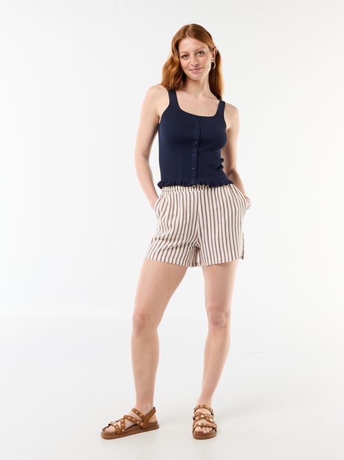 Short léger avec 2 poches en lin mélangé - Kiabi
