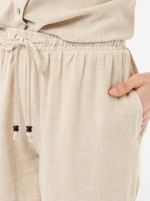 Short léger avec 2 poches en lin mélangé - Kiabi