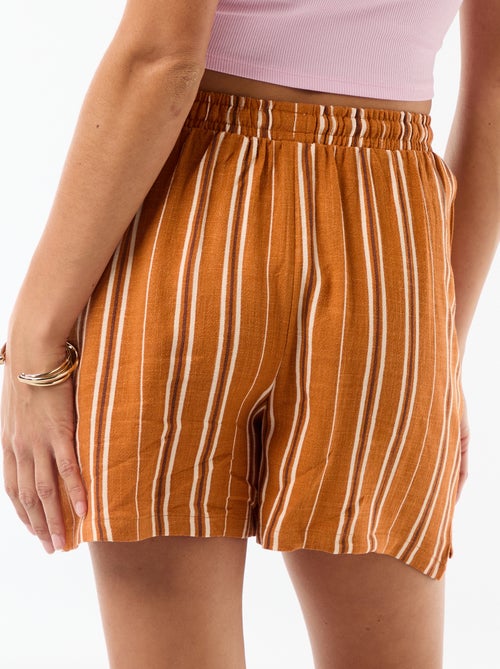 Short léger avec 2 poches en lin mélangé - Kiabi