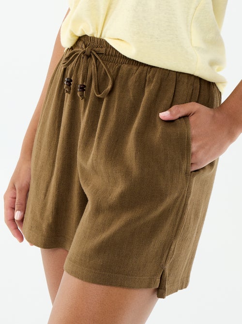 Short léger avec 2 poches en lin mélangé - Kiabi