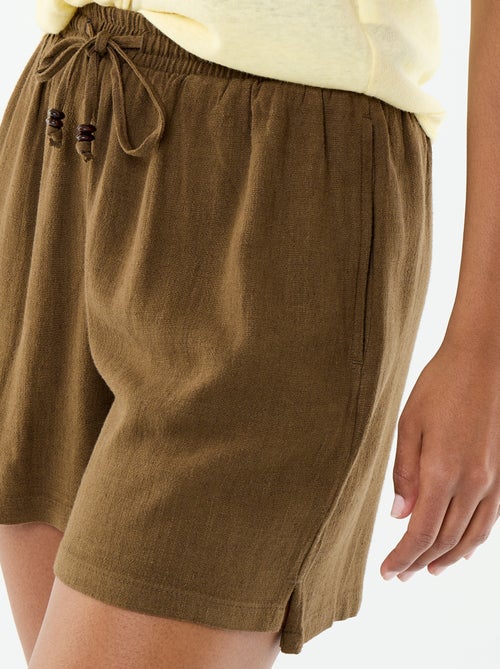 Short léger avec 2 poches en lin mélangé - Kiabi