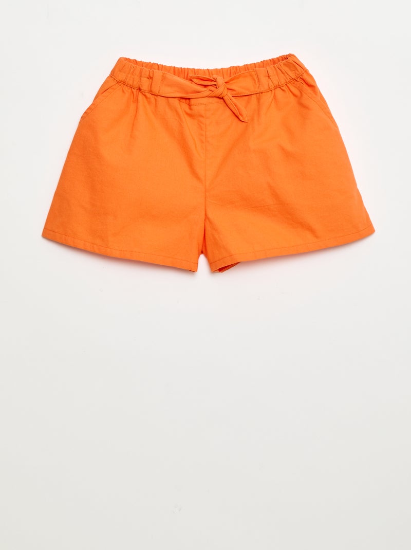 Short léger en coton Orange - Kiabi