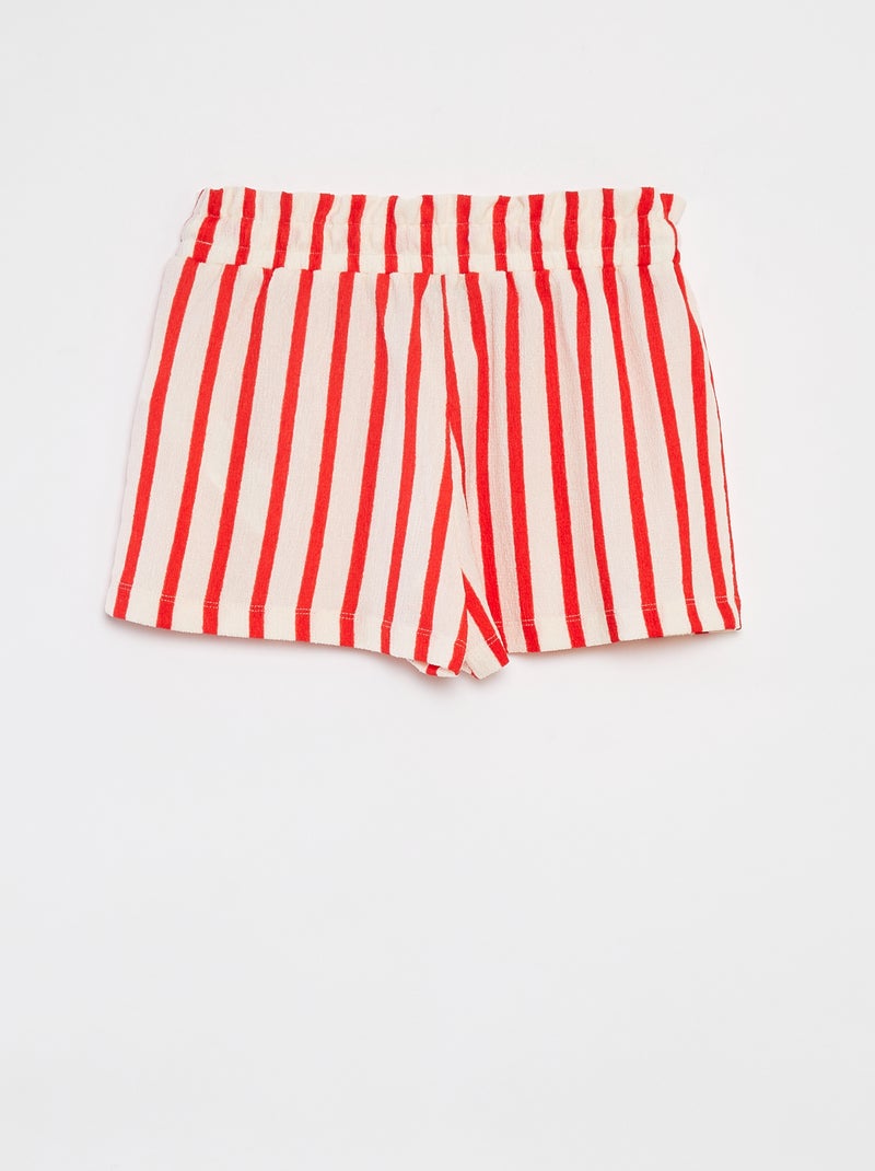 Short léger en maille gaufrée ROUGE - Kiabi
