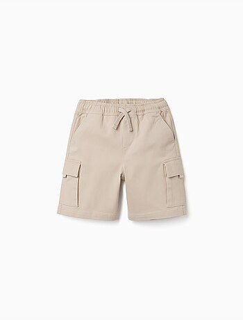Short long cargo en sergé avec cordon de serrage