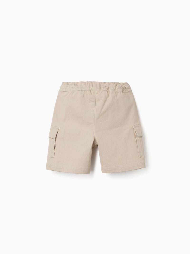Short long cargo en sergé avec cordon de serrage Beige clair - Kiabi