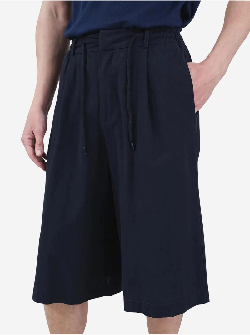 Short long style chino à jambes larges et taille à cordon giesto Bleu marine - Kiabi