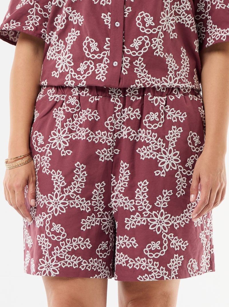 Short met bloemenborduursels Rose - Kiabi