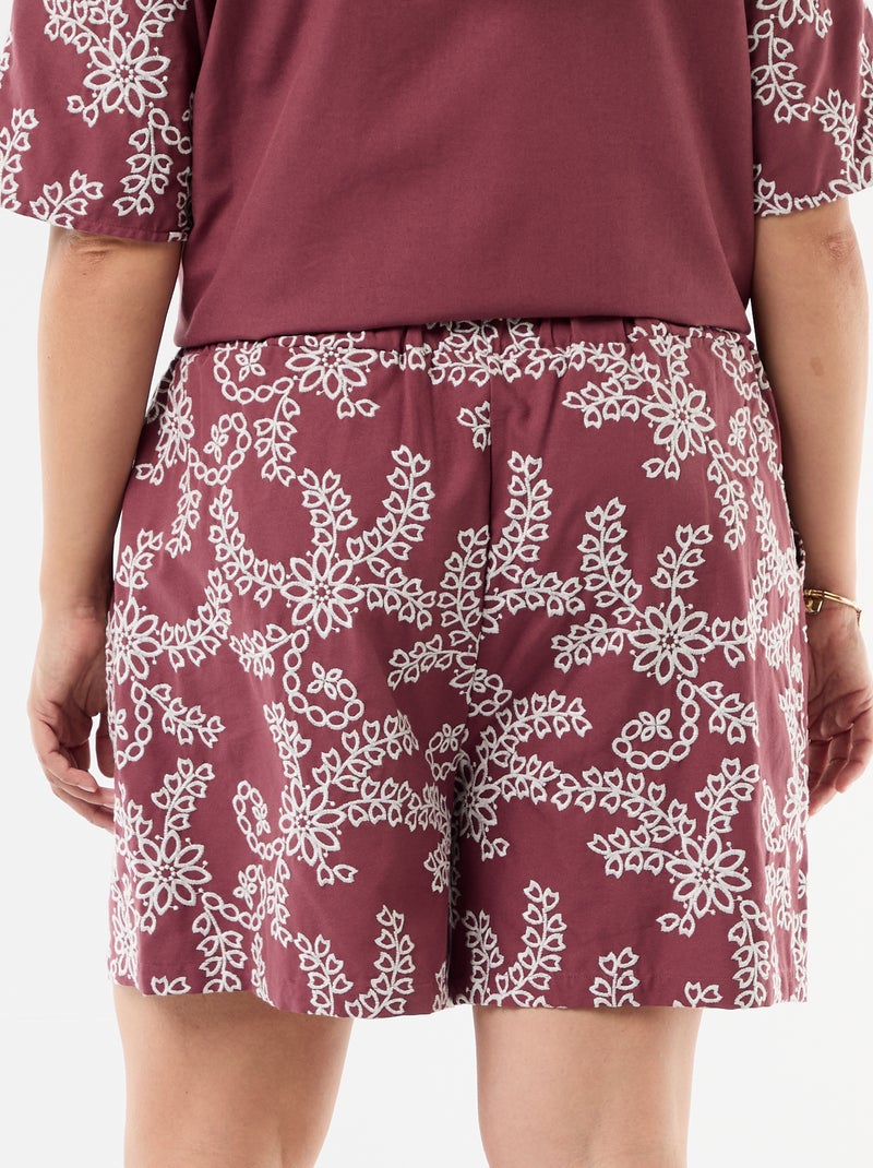 Short met bloemenborduursels Rose - Kiabi