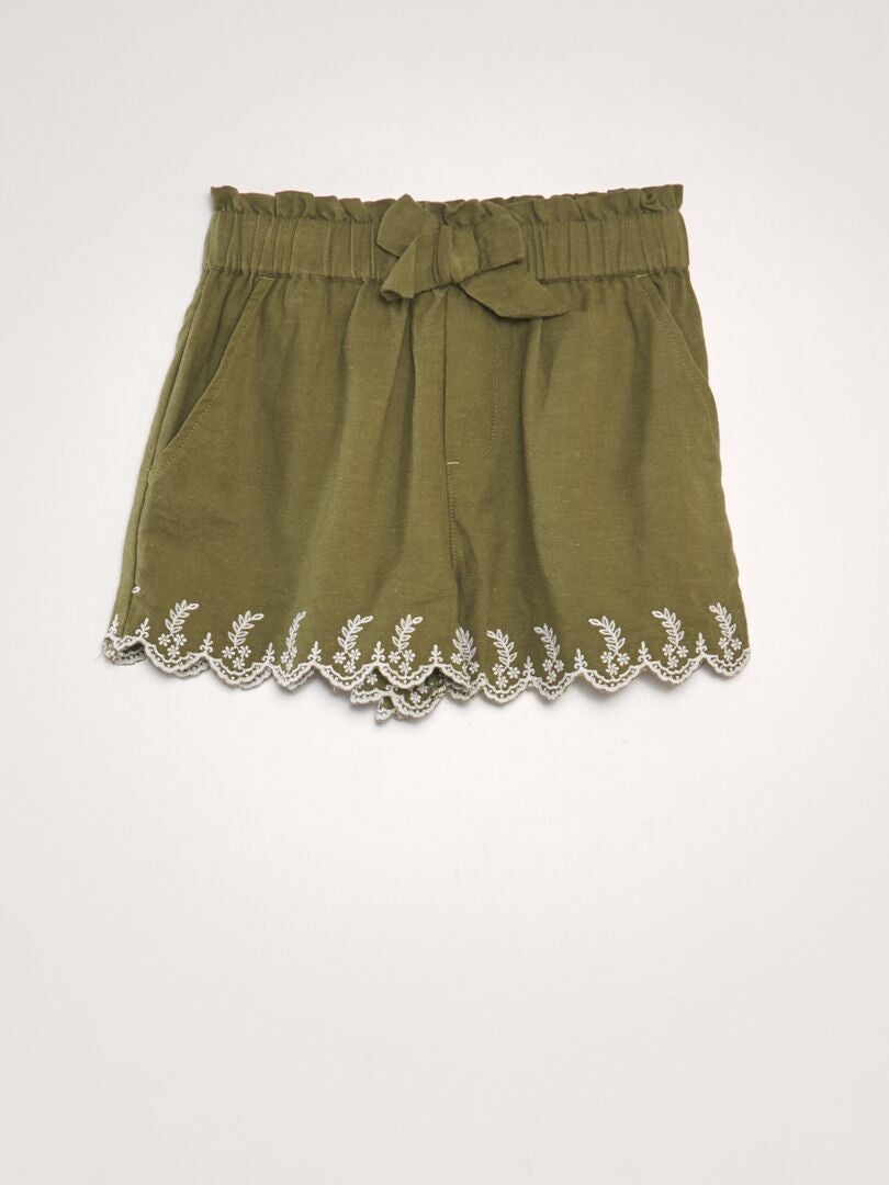 Linnen short met hoge taille - ROSE - Dame - 16.00€ - Kiabi