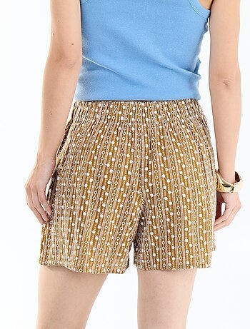 Short met elastische taille en borduursels
