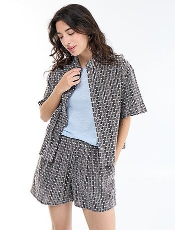 Short met elastische taille en borduursels