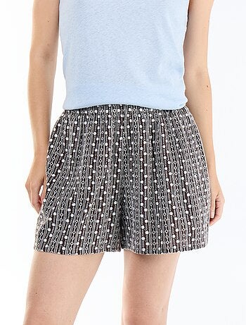 Short met elastische taille en borduursels
