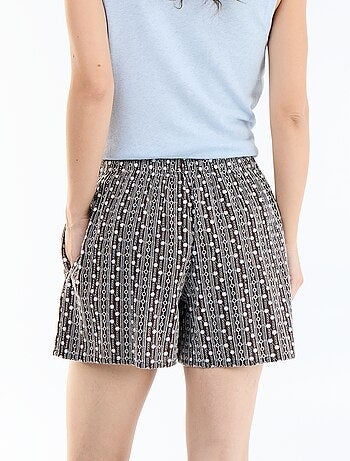 Short met elastische taille en borduursels