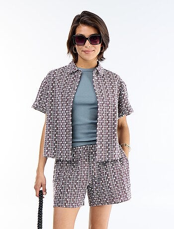 Short met elastische taille en borduursels