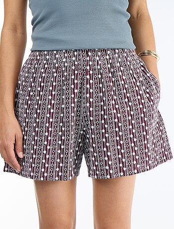 Short met elastische taille en borduursels