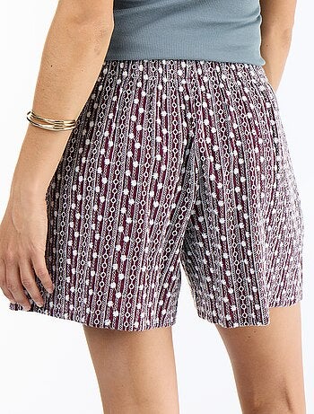 Short met elastische taille en borduursels