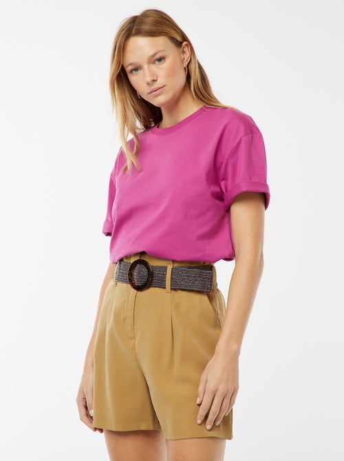 Short met hoge taille en ceintuur - Kiabi