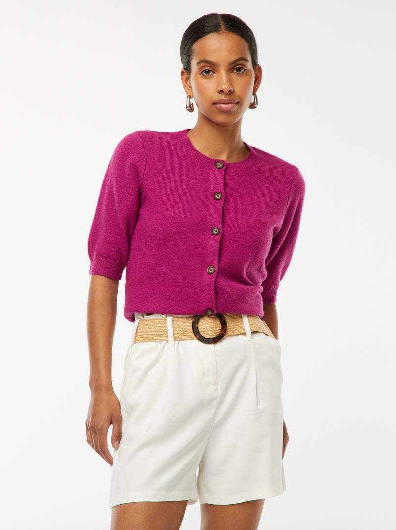 Short met hoge taille en ceintuur Wit - Kiabi