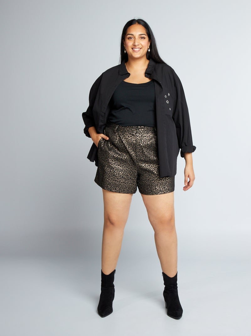 Short met jacquardmotief ZWART - Kiabi