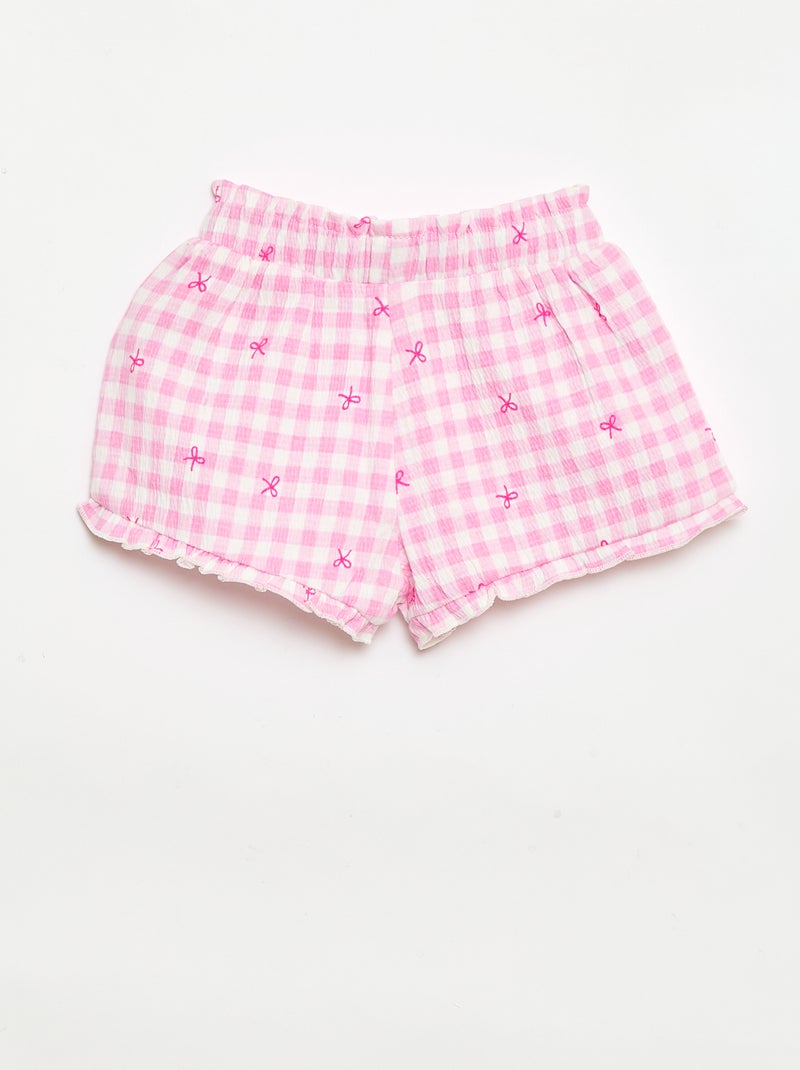 Short met motief en ruches aan de pijpen Rose - Kiabi