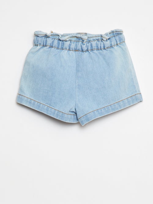 Short met paperbag-taille, borduursel en tailleband met strikkoordje - Kiabi