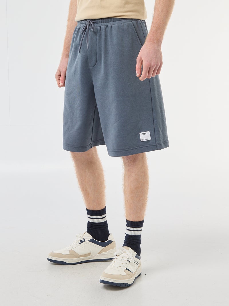 Short met patch van effen katoen Grijs - Kiabi