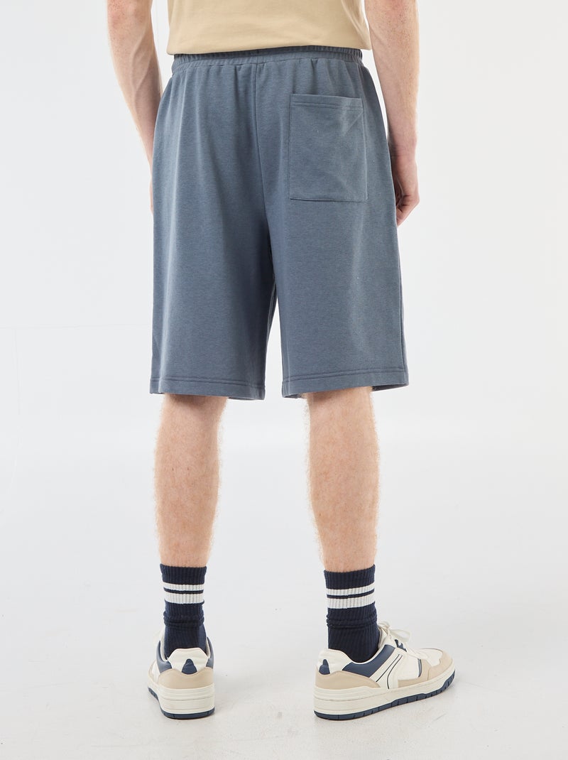 Short met patch van effen katoen Grijs - Kiabi