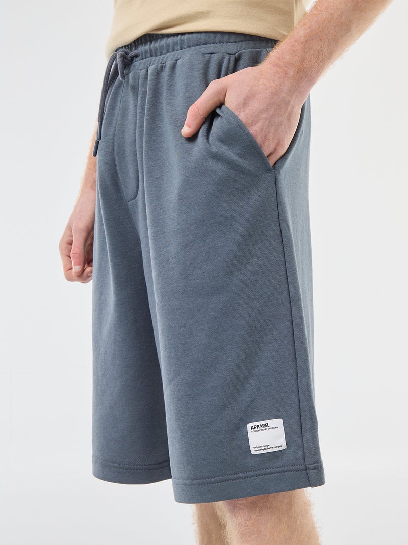 Short met patch van effen katoen Grijs - Kiabi