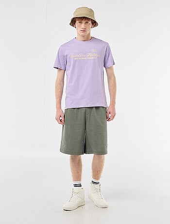 Short met patch van effen katoen