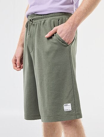 Short met patch van effen katoen