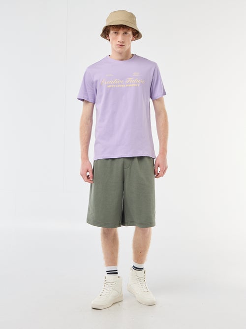 Short met patch van effen katoen - Kiabi