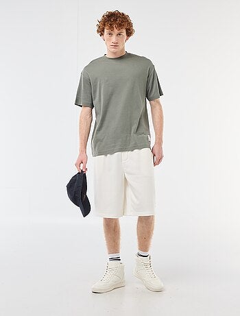 Short met patch van effen katoen