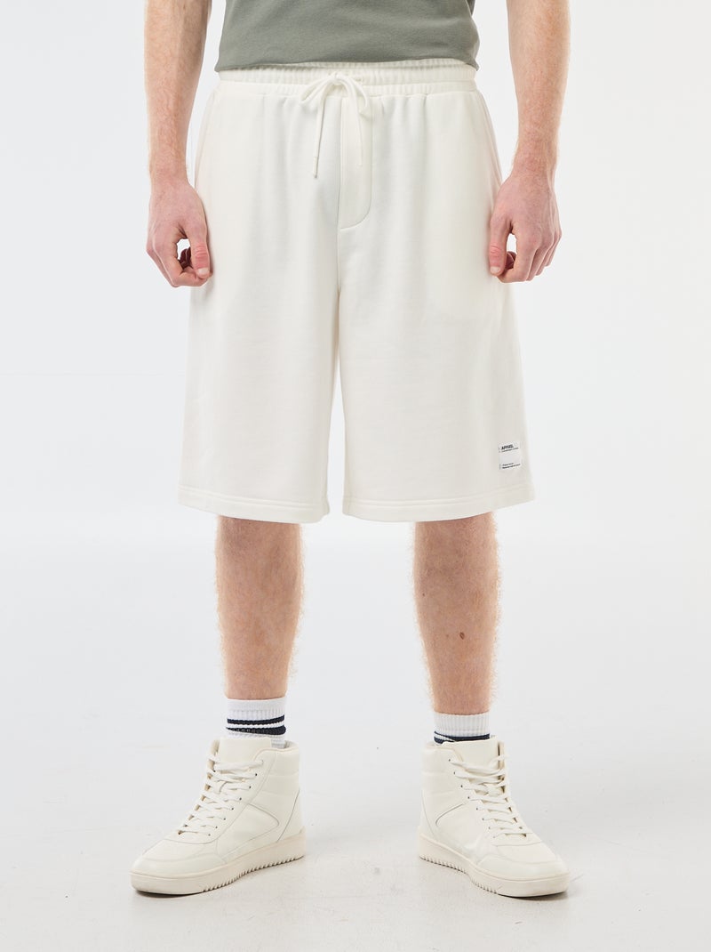 Short met patch van effen katoen Wit - Kiabi