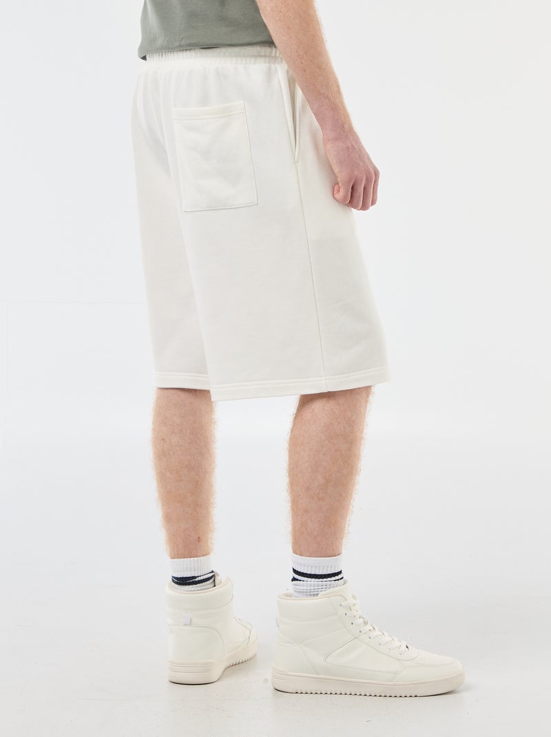 Short met patch van effen katoen Wit - Kiabi