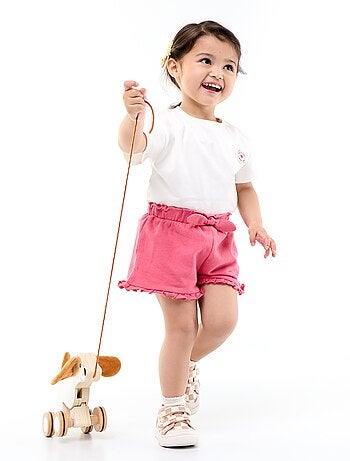 Short met ruches en strik in de taille