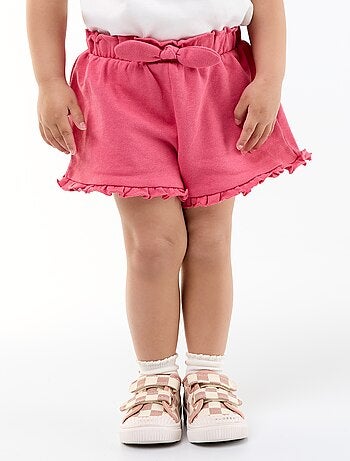Short met ruches en strik in de taille