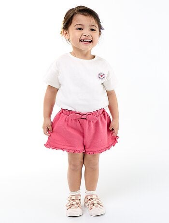 Short met ruches en strik in de taille