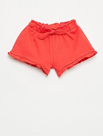 Short met ruches en strik in de taille