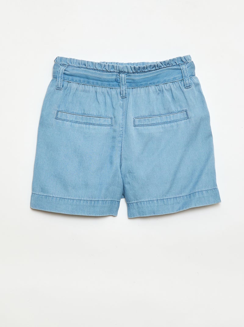 Short met strikceintuur Blauw - Kiabi