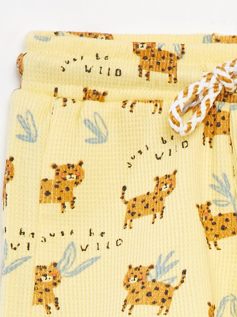 Short met wafeltextuur en print GEEL - Kiabi