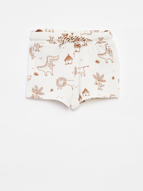 Short met wafeltextuur en print - Kiabi