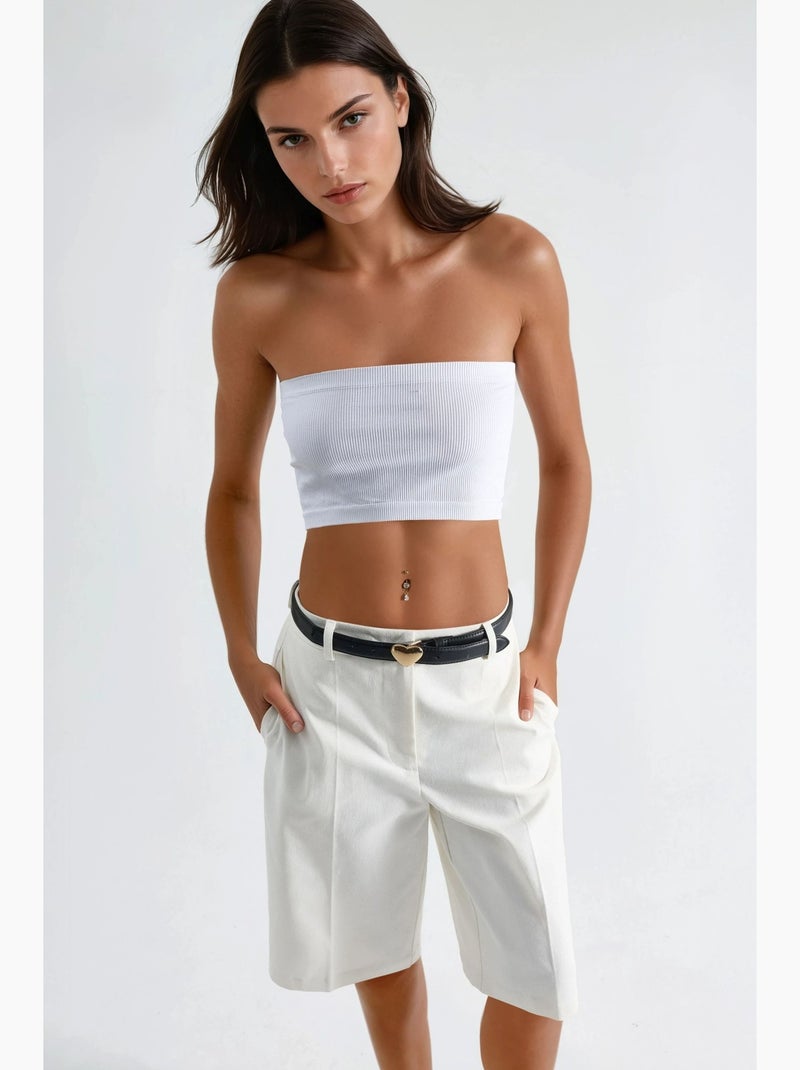 Short mi-long à jambes larges et coupe confortable hiccup Blanc - Kiabi