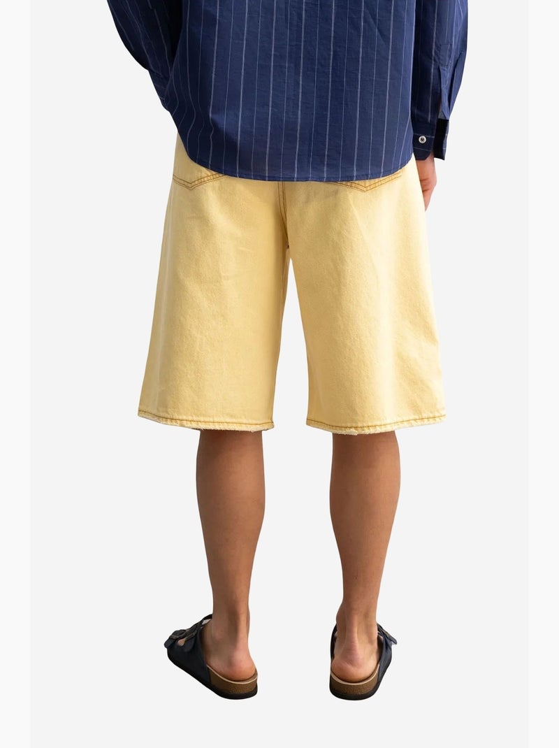 Short mi-long en denim détruit à jambe large pour homme giesto Ambre - Kiabi