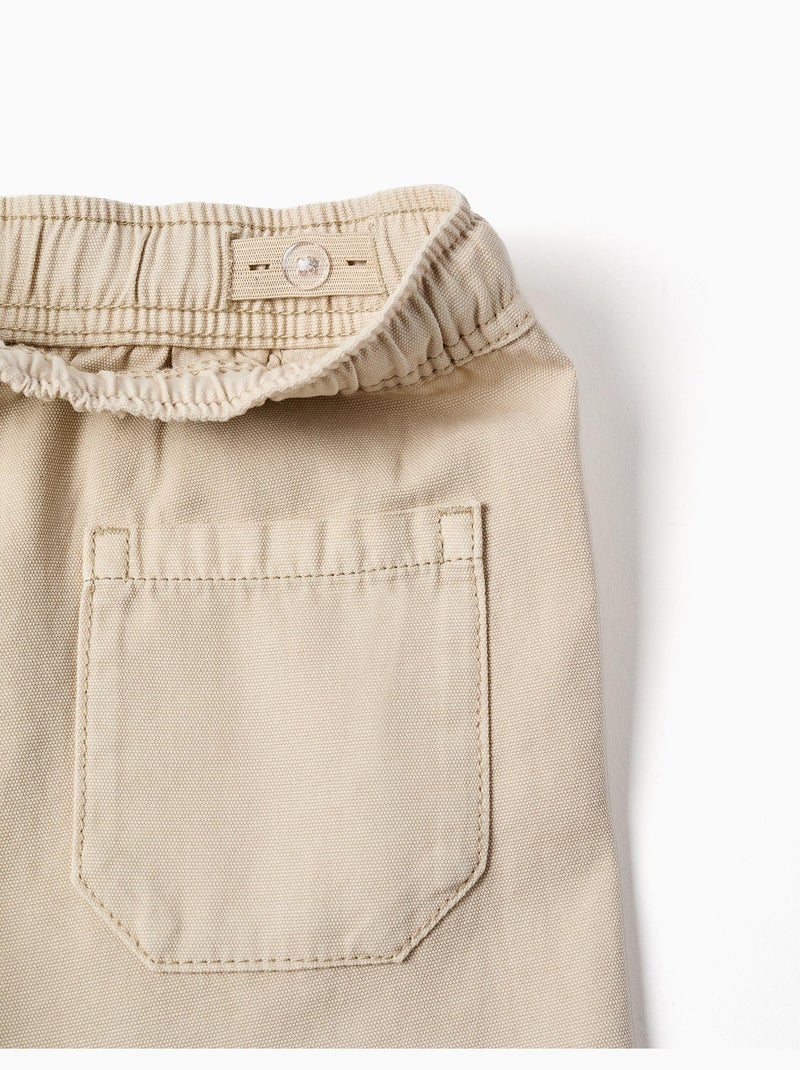 Short midi cargo en coton avec cordon Beige clair - Kiabi