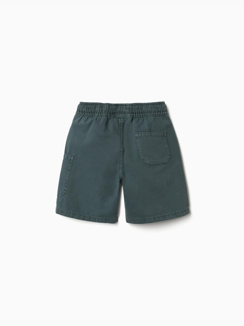 Short midi cargo en coton avec cordon de serrage Vert foncé - Kiabi