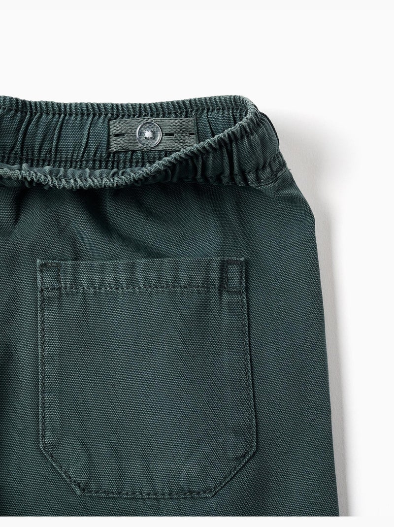 Short midi cargo en coton avec cordon de serrage Vert foncé - Kiabi