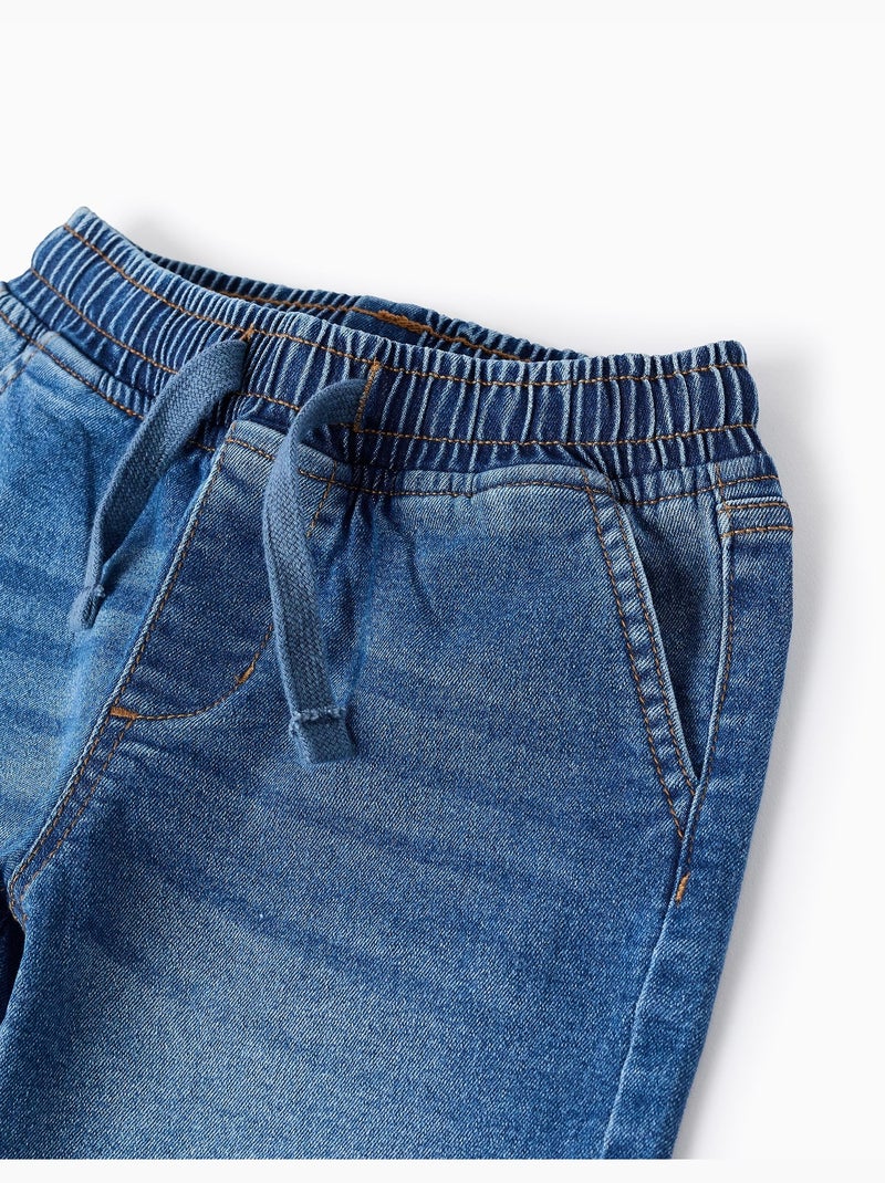 Short midi en jean à enfiler avec cordon Bleu Bleu - Kiabi