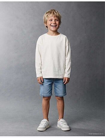 Short midi en jean à enfiler avec cordon
